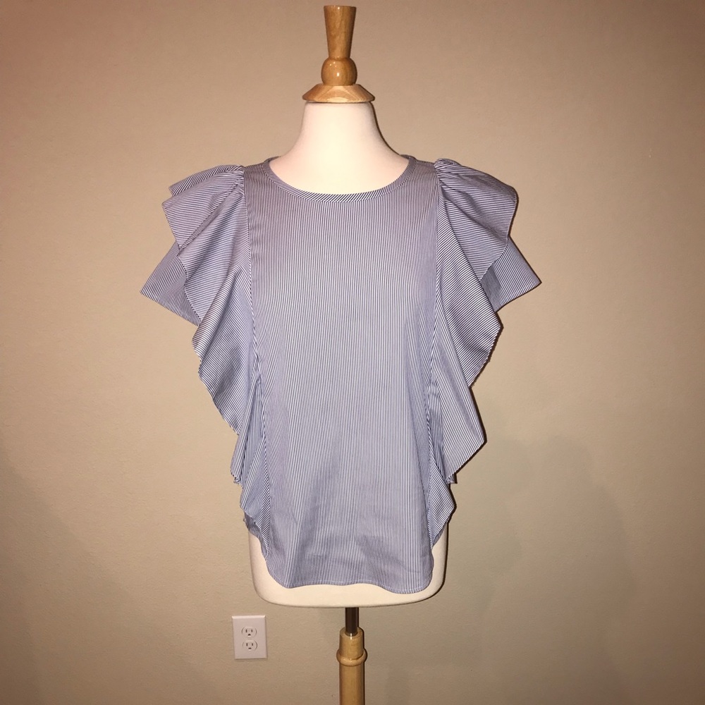 Ann Taylor Ruffle Sleeve Peasant Top Size S